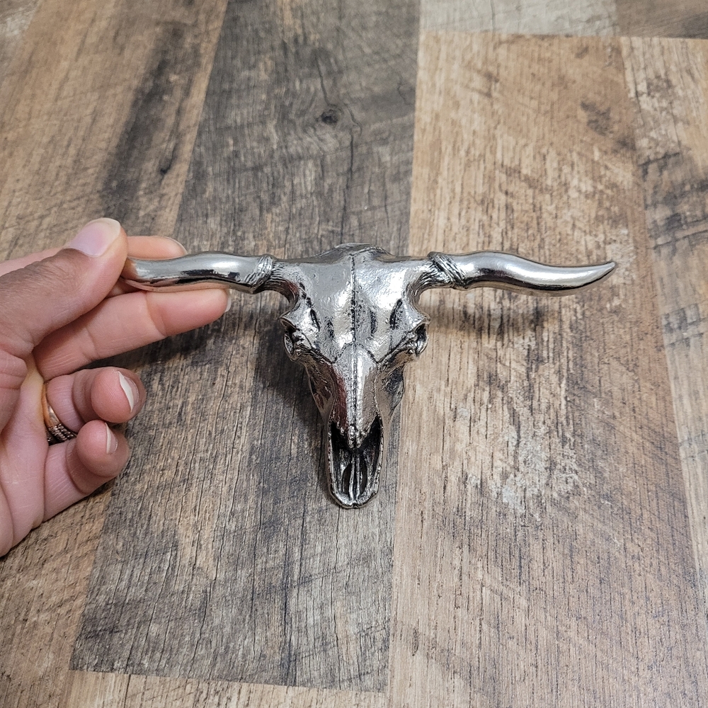 Western Silver Longhorn Bull Skull Belt Buckle Festival Ciuntry Music Concert